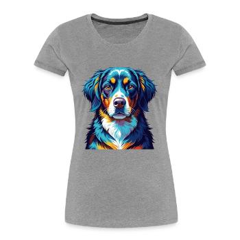 Appenzeller Sennenhund Dog Breed Cartoon Kawaii - Women's Premium Organic T-Shirt - heather grey - Front - Mia (176cm)