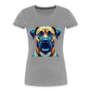 Bouche noire Cur Chien Race Coloré Dessin animé Kawaii - T-shirt bio Premium Femme - gris chiné - Devant - Mia (176cm)