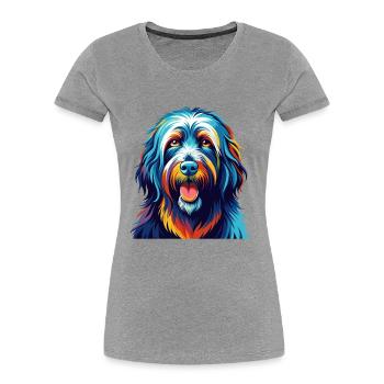 Bergamasker Hunderasse Bunte Karikatur Kawaii - Frauen Premium Bio T-Shirt - Grau meliert - Vorne - Mia (176cm)