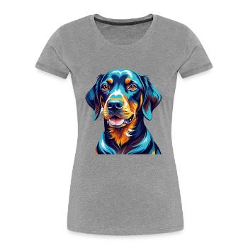 Schwarz Und Tan Coonhound Hunderasse Karikatur Kawaii - Frauen Premium Bio T-Shirt - Grau meliert - Vorne - Mia (176cm)