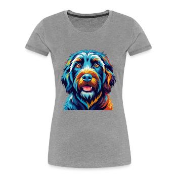 Noir Russe Terrier Chien Race Dessin Animé Kawaii - T-shirt bio Premium Femme - gris chiné - Devant - Mia (176cm)