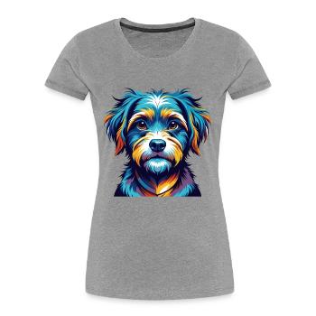 Bolognese Dog Breed Colorful Cartoon Kawaii - Women's Premium Organic T-Shirt - heather grey - Front - Mia (176cm)