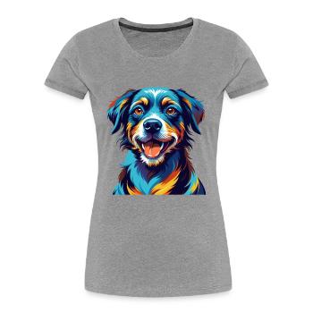 Cao De Gado Transmontano Hunderasse Karikatur Kawaii - Frauen Premium Bio T-Shirt - Grau meliert - Vorne - Mia (176cm)
