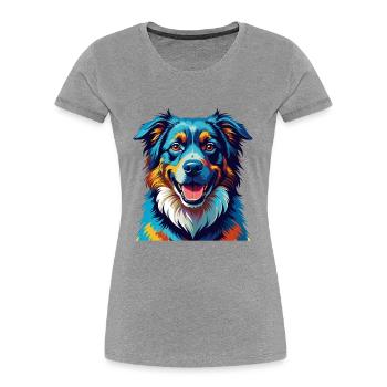 Caucasian Shepherd Dog Breed Cartoon Kawaii - Women's Premium Organic T-Shirt - heather grey - Front - Mia (176cm)