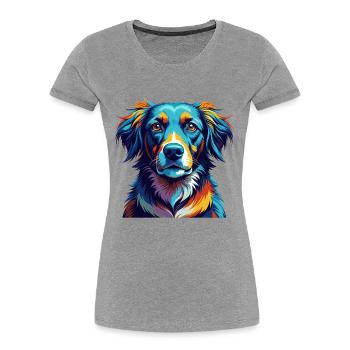 Danois Broholmer Chien Race Coloré Dessin Animé Kawaii - T-shirt bio Premium Femme - gris chiné - Devant - Mia (176cm)