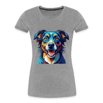 Mountain Cur Dog Breed Colorful Cartoon Kawaii - Women's Premium Organic T-Shirt - heather grey - Front - Mia (176cm)
