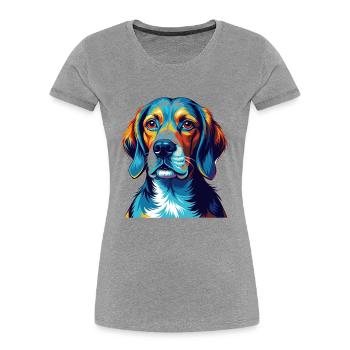 English Foxhound Dog Breed Colorful Cartoon Kawaii - Women's Premium Organic T-Shirt - heather grey - Front - Mia (176cm)