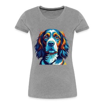 Französischer Spaniel Hunderasse Bunte Karikatur Kawaii - Frauen Premium Bio T-Shirt - Grau meliert - Vorne - Mia (176cm)