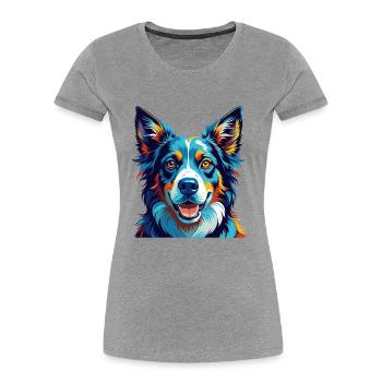 Nordamerikanischer Schäferhund Rasse Karikatur Kawaii - Frauen Premium Bio T-Shirt - Grau meliert - Vorne - Mia (176cm)