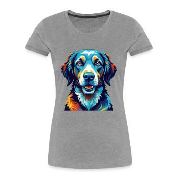 Eurohound Hunderasse Bunte Karikatur Kawaii - Frauen Premium Bio T-Shirt - Grau meliert - Vorne - Mia (176cm)