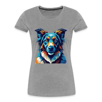 Georgischer Schäferhund Rasse Karikatur Kawaii - Frauen Premium Bio T-Shirt - Grau meliert - Vorne - Mia (176cm)
