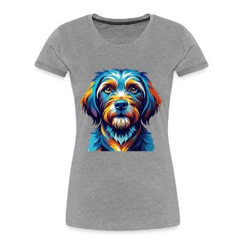 Griffon Fauve De Bretagne Race De Chien Dessin Animé Kawaii - T-shirt bio Premium Femme - gris chiné - Devant - Mia (176cm)