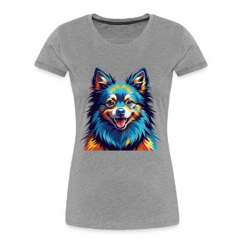 Deutsche Spitz Hunderasse Bunte Karikatur Kawaii - Frauen Premium Bio T-Shirt - Grau meliert - Vorne - Mia (176cm)