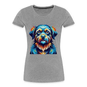 Race de chien gascon saintongeois dessin animé Kawaii - T-shirt bio Premium Femme - gris chiné - Devant - Mia (176cm)