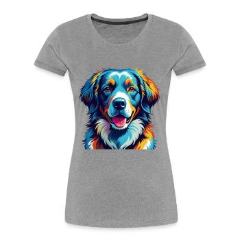 Kuvasz Hunderasse Bunte Karikatur Kawaii - Frauen Premium Bio T-Shirt - Grau meliert - Vorne - Mia (176cm)