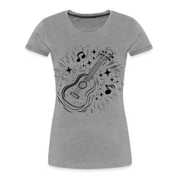Ukulélé Dessin au trait - T-shirt bio Premium Femme - gris chiné - Devant - Mia (176cm)