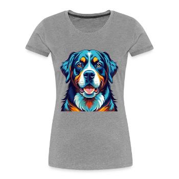 Grand Bouvier Suisse Race Dessin Animé Kawaii - T-shirt bio Premium Femme - gris chiné - Devant - Mia (176cm)