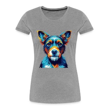 Miniatur Foxterrier Hund Rasse Karikatur Kawaii - Frauen Premium Bio T-Shirt - Grau meliert - Vorne - Mia (176cm)