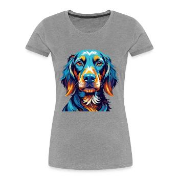 Chien de chasse polonais race Coloré Dessin animé Kawaii - T-shirt bio Premium Femme - gris chiné - Devant - Mia (176cm)