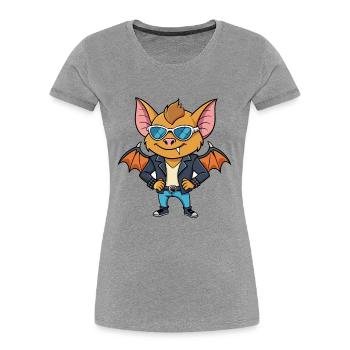 Lunettes de soleil Bat Funny Cartoon Kawaii Jacket - T-shirt bio Premium Femme - gris chiné - Devant - Mia (176cm)