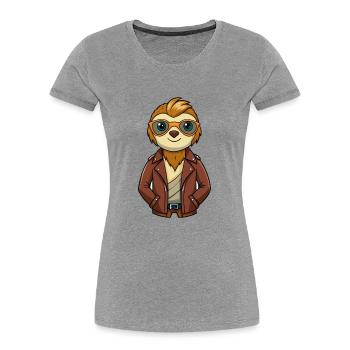 Lunettes de soleil paresseux drôle dessin animé Kawaii Jacket - T-shirt bio Premium Femme - gris chiné - Devant - Mia (176cm)