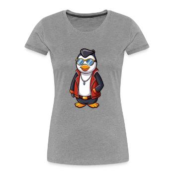 Penguin Funny Cartoon Kawaii Jacket Sunglasses - Women's Premium Organic T-Shirt - heather grey - Front - Mia (176cm)