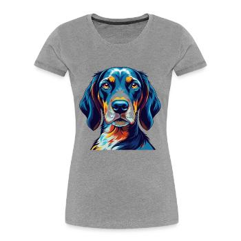 Bluetick Coonhound Dog Breed Cartoon Kawaii - Women's Premium Organic T-Shirt - heather grey - Front - Mia (176cm)