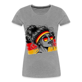 Stilvolles Deutsches Mädchen - Frauen Premium Bio T-Shirt - Grau meliert - Vorne - Mia (176cm)
