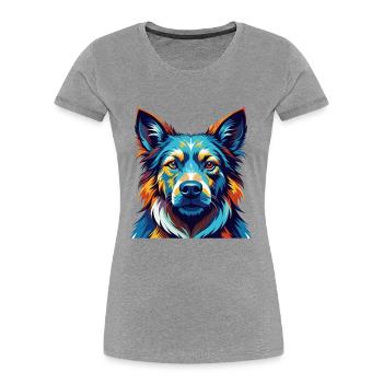 Taigan Kyrgyz Taighany Dog Breed Cartoon Kawaii - Women's Premium Organic T-Shirt - heather grey - Front - Mia (176cm)