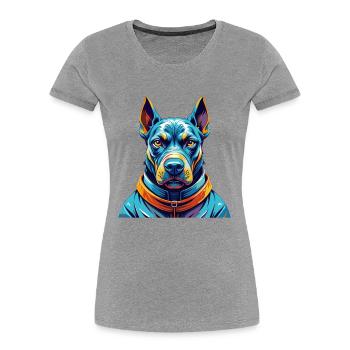 Thai Ridgeback Chien Race Coloré Dessin Animé Kawaii - T-shirt bio Premium Femme - gris chiné - Devant - Mia (176cm)