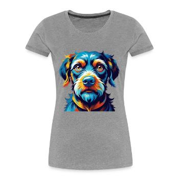 Stephens Cur Hunderasse Bunte Karikatur Kawaii - Frauen Premium Bio T-Shirt - Grau meliert - Vorne - Mia (176cm)