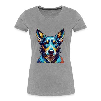 Chien courant andalou race de chien dessin animé coloré Kawaii - T-shirt bio Premium Femme - gris chiné - Devant - Mia (176cm)