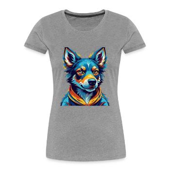 Ariegeois Race Chien Coloré Dessin Animé Kawaii - T-shirt bio Premium Femme - gris chiné - Devant - Mia (176cm)