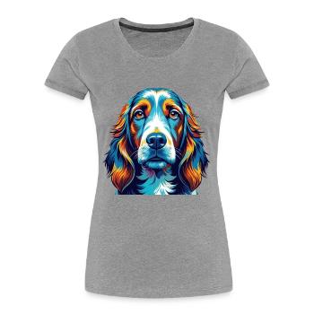 Basset Fauve De Bretagne Hunderasse Cartoon Kawaii - Frauen Premium Bio T-Shirt - Grau meliert - Vorne - Mia (176cm)