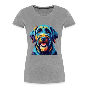 Noir Russe Terrier Chien Race Dessin Animé Kawaii - T-shirt bio Premium Femme - gris chiné - Devant - Mia (176cm)