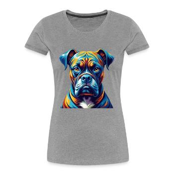 Bull Boxer Hund Rasse Bunt Karikatur Kawaii - Frauen Premium Bio T-Shirt - Grau meliert - Vorne - Mia (176cm)