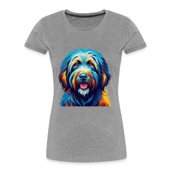 Bergamasco Schäferhund Hunderasse Karikatur Kawaii - Frauen Premium Bio T-Shirt - Grau meliert - Vorne - Mia (176cm)