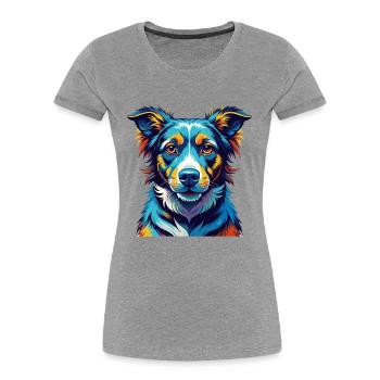 Billy Dog Race Coloré Aquarelle Dessin animé Kawaii - T-shirt bio Premium Femme - gris chiné - Devant - Mia (176cm)