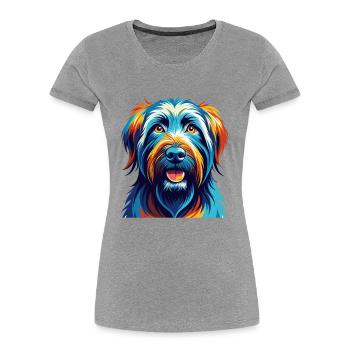 Briard Dog Breed Colorful Cartoon Kawaii - Women's Premium Organic T-Shirt - heather grey - Front - Mia (176cm)