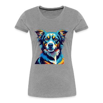 Cao Da Serra De Aires Hunderasse Karikatur Kawaii - Frauen Premium Bio T-Shirt - Grau meliert - Vorne - Mia (176cm)