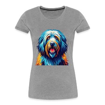 Bergamasker Schäferhund Rasse Bunte Karikatur Kawaii - Frauen Premium Bio T-Shirt - Grau meliert - Vorne - Mia (176cm)