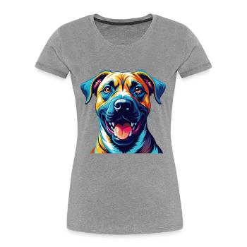 Bouche noire Cur Chien Race Coloré Dessin animé Kawaii - T-shirt bio Premium Femme - gris chiné - Devant - Mia (176cm)