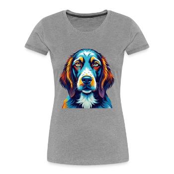 Bracco Italiano Hunderasse Bunte Karikatur Kawaii - Frauen Premium Bio T-Shirt - Grau meliert - Vorne - Mia (176cm)