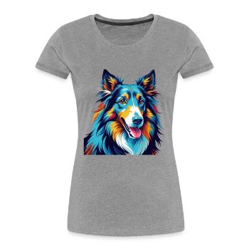 Collie Dog Breed Colorful Cartoon Kawaii - Women's Premium Organic T-Shirt - heather grey - Front - Mia (176cm)