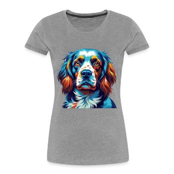 Clumber Spaniel Hunderasse Bunte Karikatur Kawaii - Frauen Premium Bio T-Shirt - Grau meliert - Vorne - Mia (176cm)