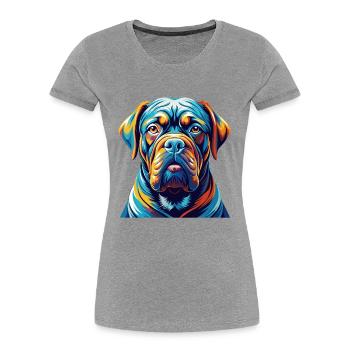 Bordeauxdogge Hunderasse Karikatur Kawaii - Frauen Premium Bio T-Shirt - Grau meliert - Vorne - Mia (176cm)