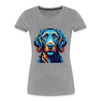Curly Coated Retriever Hunderasse Karikatur Kawaii - Frauen Premium Bio T-Shirt - Grau meliert - Vorne - Mia (176cm)