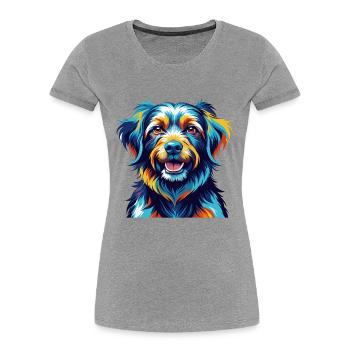 Cao De Gado Transmontano Hunderasse Karikatur Kawaii - Frauen Premium Bio T-Shirt - Grau meliert - Vorne - Mia (176cm)