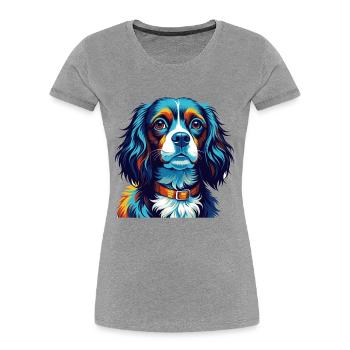 Cavalier Dog Breed Colorful Cartoon Kawaii - Women's Premium Organic T-Shirt - heather grey - Front - Mia (176cm)