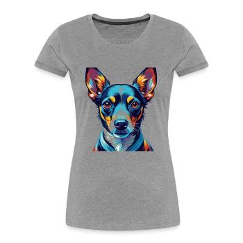 Decker Rat Terrier Hunderasse Karikatur Kawaii - Frauen Premium Bio T-Shirt - Grau meliert - Vorne - Mia (176cm)